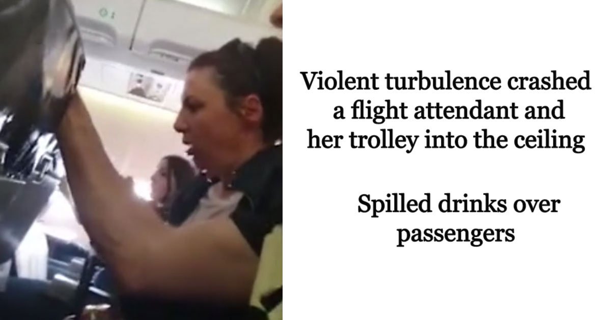 flight attendant crashes ceiling.jpg?resize=1200,630 - Flight Attendant Crashed Into A Plane’s Ceiling As Violent Turbulence Hit The Plane