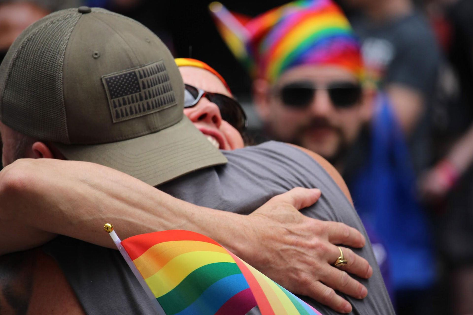 Image result for This Guy Offered "Free Dad Hugs" At A Pride Parade And People Really Needed Them