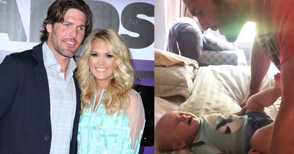 hilarious video of carrie underwoods babys reaction to his dads singing vs mom won internet.jpg?resize=412,232 - La réaction du bébé de Carrie Underwood quand son père lui chante une chanson est absolument magique !