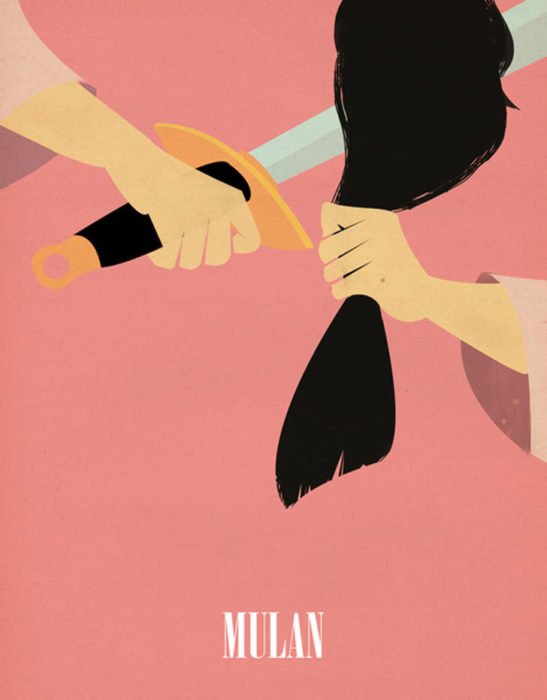 Poster vintage del clásico de Disney "Mulán"