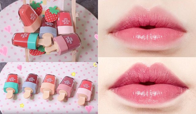 labiales en forma de paleta y labios rosas 