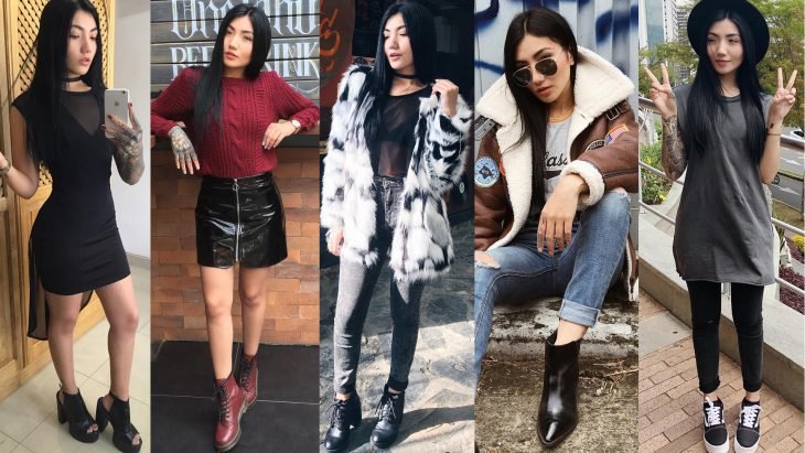 Chica con diferentes outfits