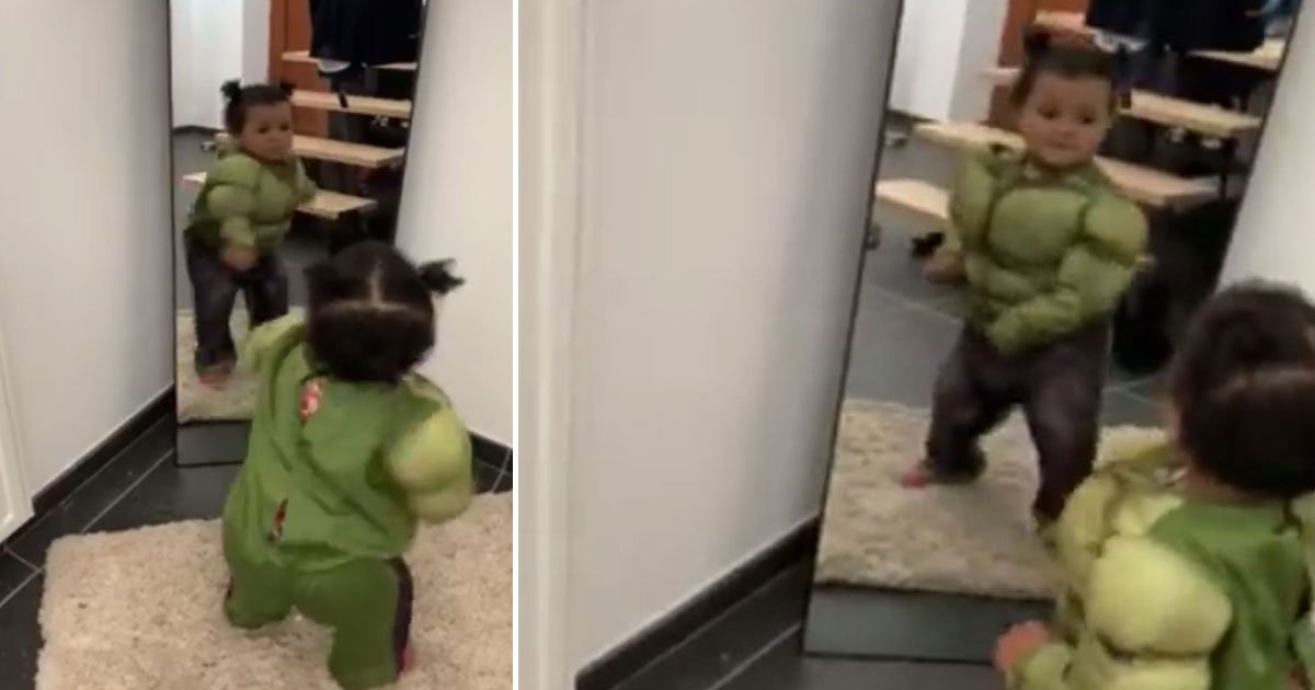 toddler hul costume moves bully.jpg?resize=412,275 - Adorable Little Girl Practicing Fighting Moves Wearing Hulk Costume To Fight The Bully