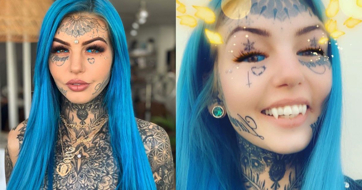woman spent 26000 to transform herself into blue eyes white dragon with fangs.jpg?resize=1200,630 - A Woman Spent $18,000 To Transform Herself Into 'Blue Eyes White Dragon' With Fangs