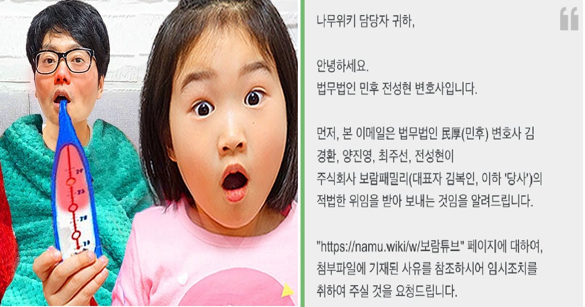 11111 10.png?resize=1200,630 - "대체 왜?" 변호사까지 동원해 나무위키 글 삭제 지시한 보람튜브