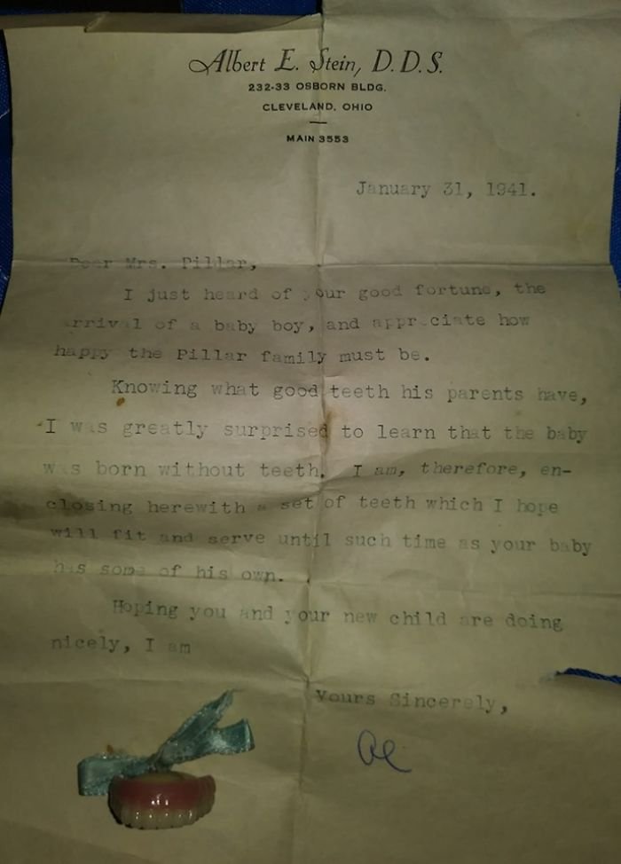 A Friend Gave This To Me. A Congratulation Letter 1941, From A Dentist To His Patient, On The Birth Of Her Son