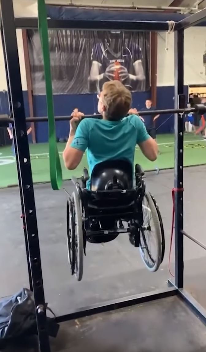  The youngster completed 11 pull ups before he decided to have a break