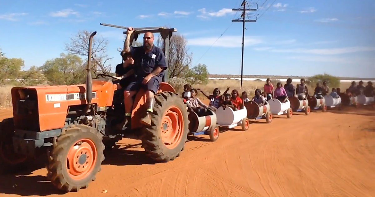 a community in pilbara built barrel train to encourage kids to attend school.jpg?resize=1200,630 - A Small Community In Pilbara Built A Barrel Train To Encourage Kids To Attend School