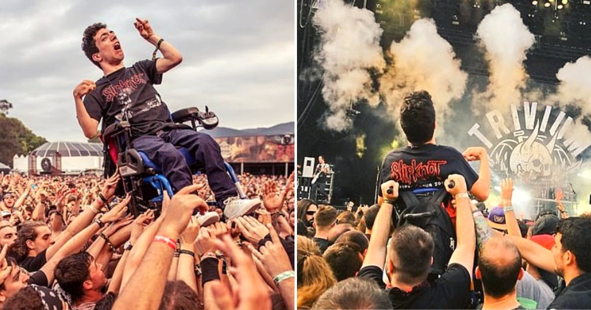 alex4.png?resize=412,275 - Young Man With Cerebral Palsy Crowd Surfs In His Wheelchair At Music Festival