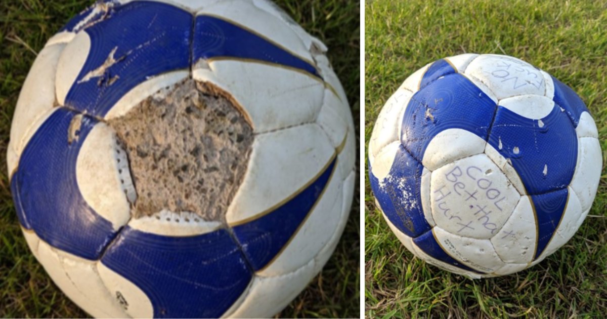 featured image 36.png?resize=412,232 - A Man Came Across A Concrete-Filled Soccer Ball In The Middle Of A Playing Field In A Cruel Prank