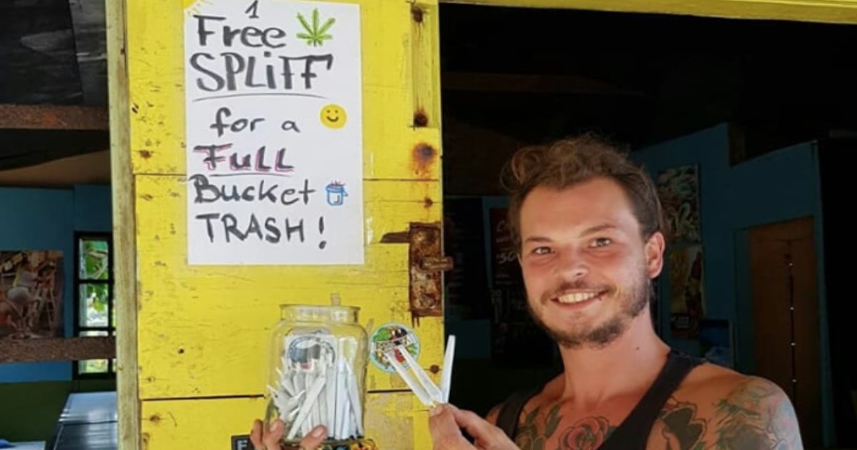 featured image 58.png?resize=412,275 - A Man Got Tourists To Clean Up The Beach By Exchanging A Free Joint With A Bucket Of Trash