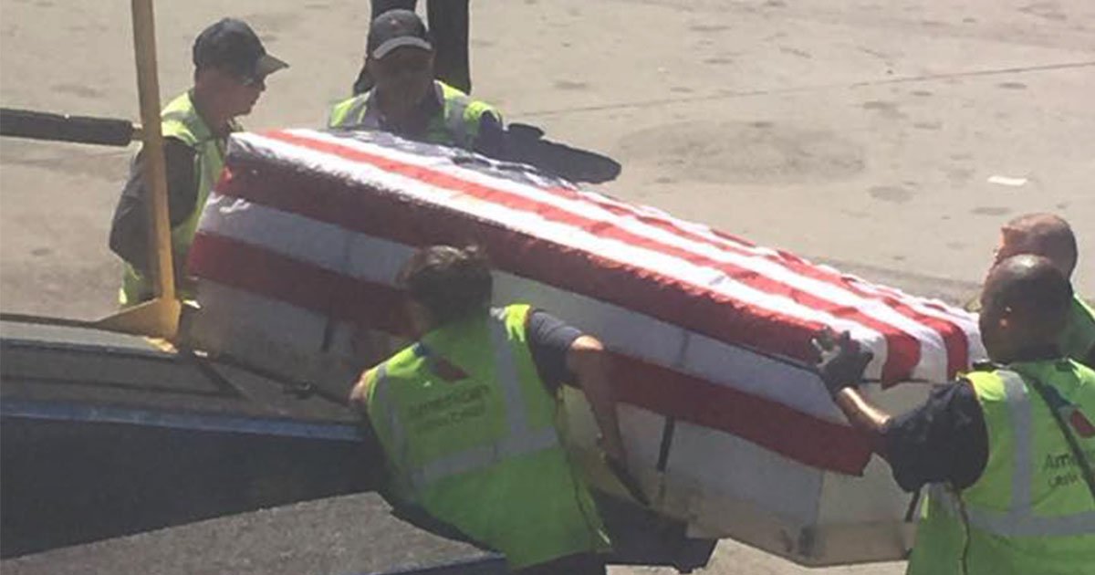 frustrated passenger got teary eyed when he looked out airplane window.jpg?resize=412,275 - The Pilot Asked For A Moment Of Silence As A Casket Of Passed Soldier Boarded The Plane