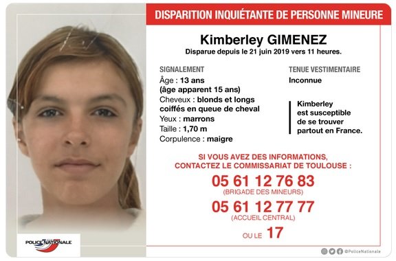 kimbeley.jpg?resize=412,232 - ALERTE DISPARITION: Kimberly, 13 ans a disparu depuis le 21 juin