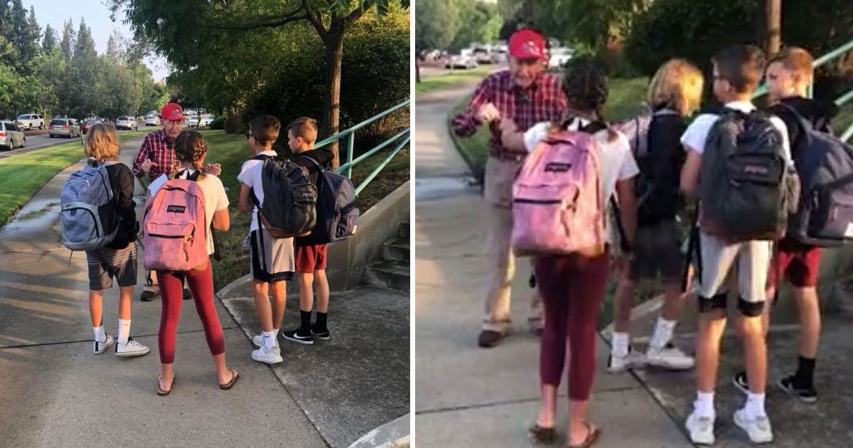 man gives fist bumps.jpg?resize=412,275 - 94-Year-Old Veteran Stands Outside A School And Motivates Students For Last 10 Years