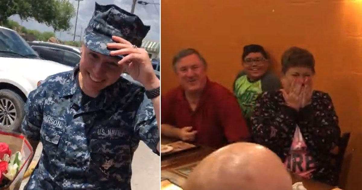 mother daughter reunion.jpg?resize=412,275 - Heart-Melting Moment A Navy Veteran Surprised Her Mother Who Was Fighting Breast Cancer When Her Daughter Was Away From Home