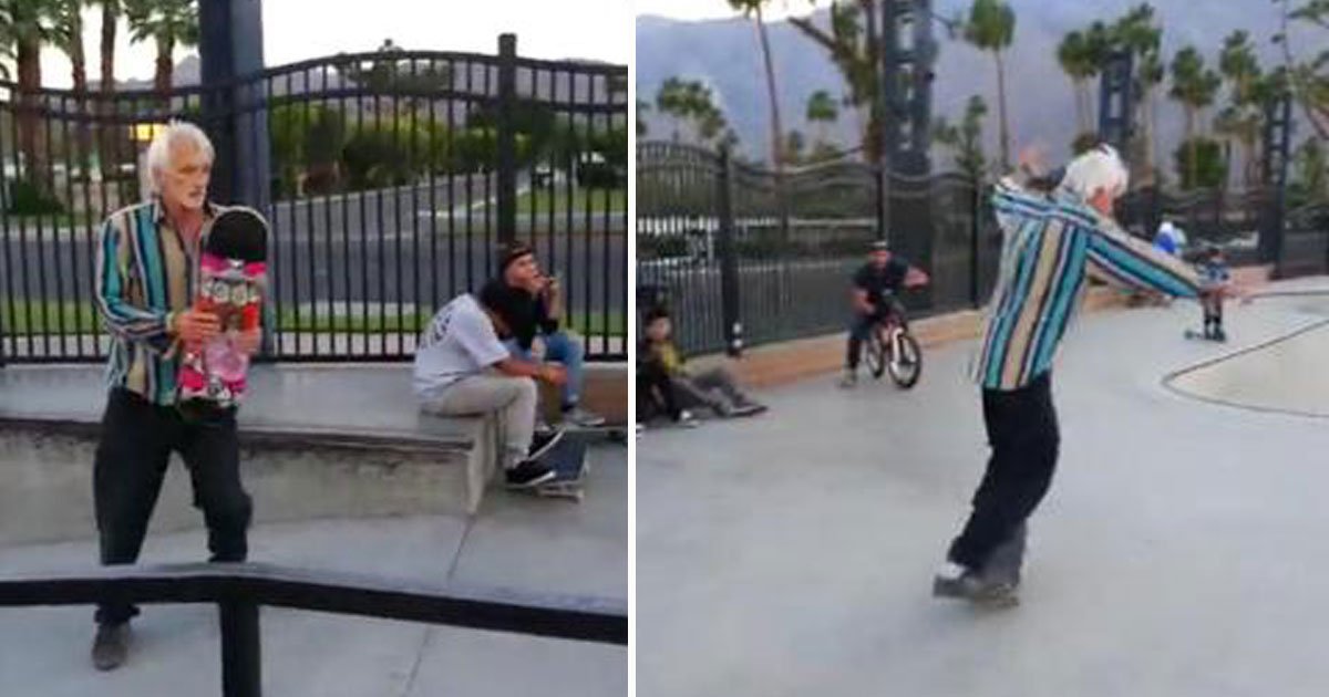 old man skateboard.jpg?resize=412,275 - Elderly Man Shows Off Incredible Skateboard Trick