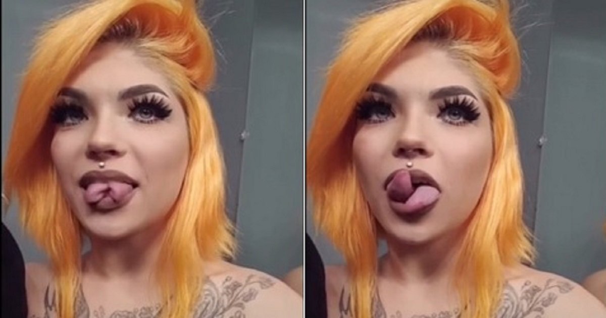 t3 5.jpg?resize=1200,630 - Vidéo : Cette femme effectue une performance troublante avec sa langue fendue