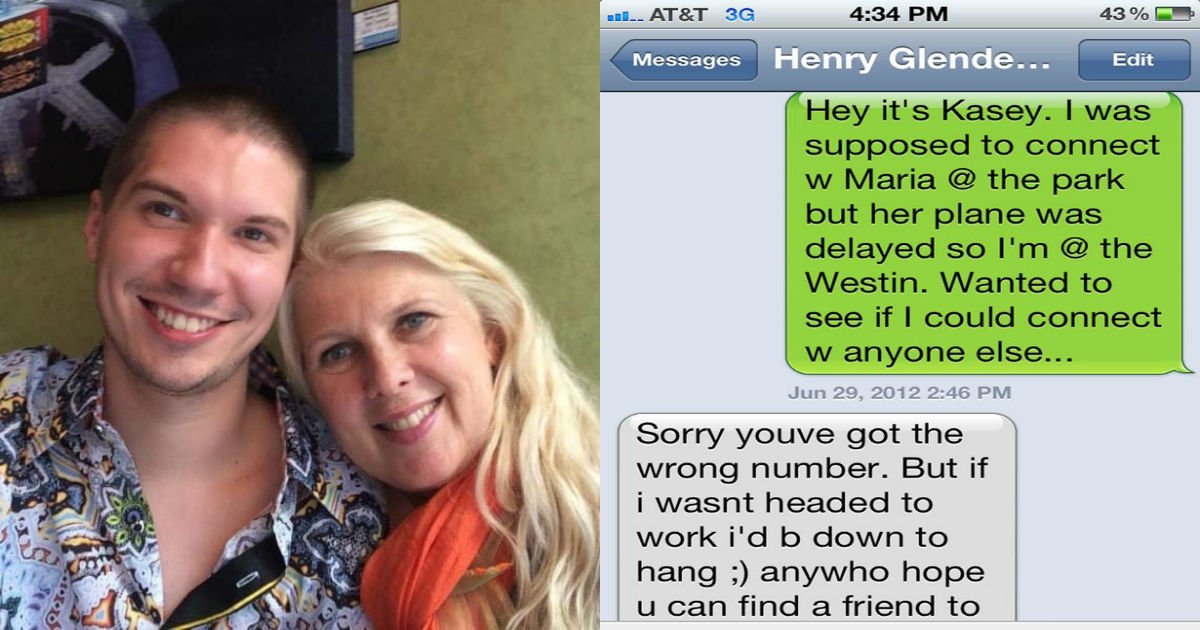 the text messages between kasey bergh and henry glendening.jpg?resize=412,275 - 잘못 보낸 '문자' 한 통 인연으로 '22세' 남성과 결혼한 '52세' 여성