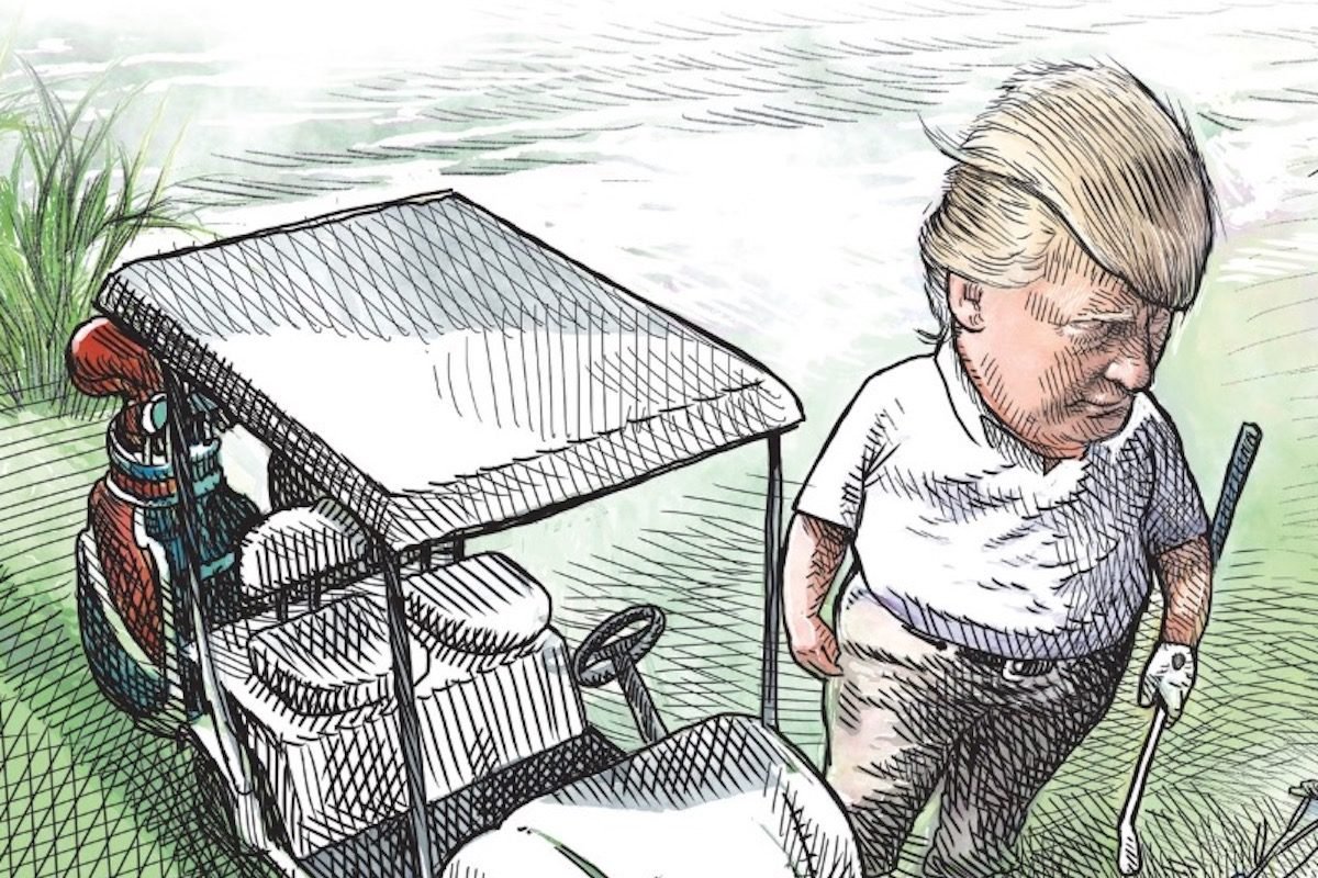 trump.jpg?resize=1200,630 - Canadian Artist Fired After Drawing A Cartoon Showing Trump Playing Golf While Migrants Failed To Cross Rio Grande