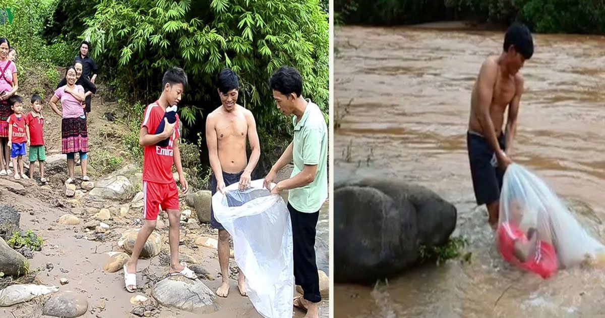 untitled 1 65.jpg?resize=412,275 - Des enfants d'un village vietnamien doivent traverser une rivière dans un sac en plastique pour se rendre à l'école