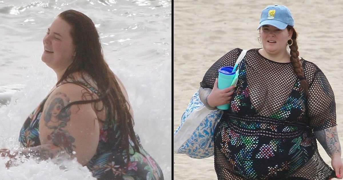 untitled 1 79.jpg?resize=1200,630 - Plus-Size Model Tess Holliday Flaunted Her Body In A Floral Swimsuit At Malibu Beach