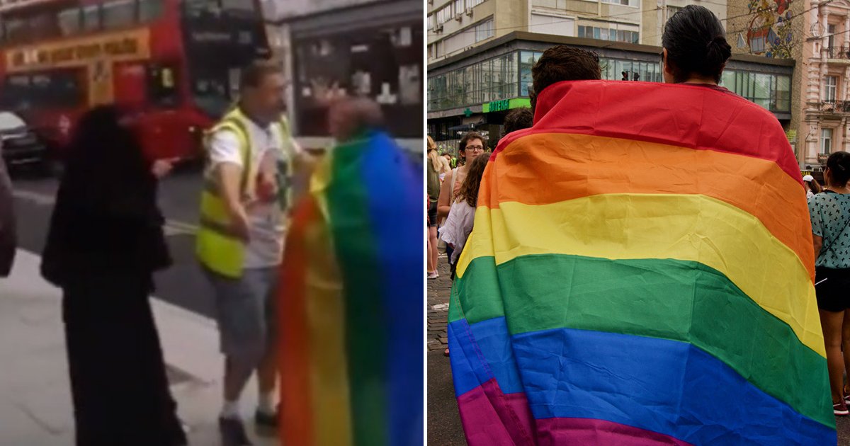 untitled design 38 1.png?resize=412,232 - Woman Caught On Camera Shouting At Man Wrapped In LGBT Flag During Pride March