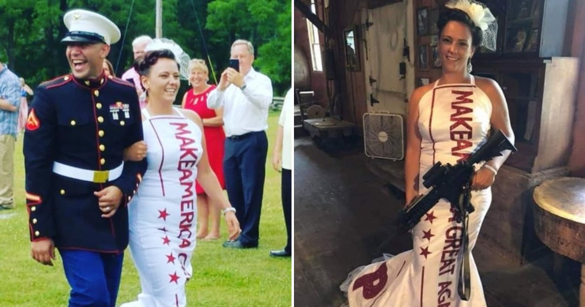 untitled design 64 1.png?resize=412,232 - Couple Got Married In MAGA-Themed Wedding With Trump-Styled Gown And Rifle Bouquets