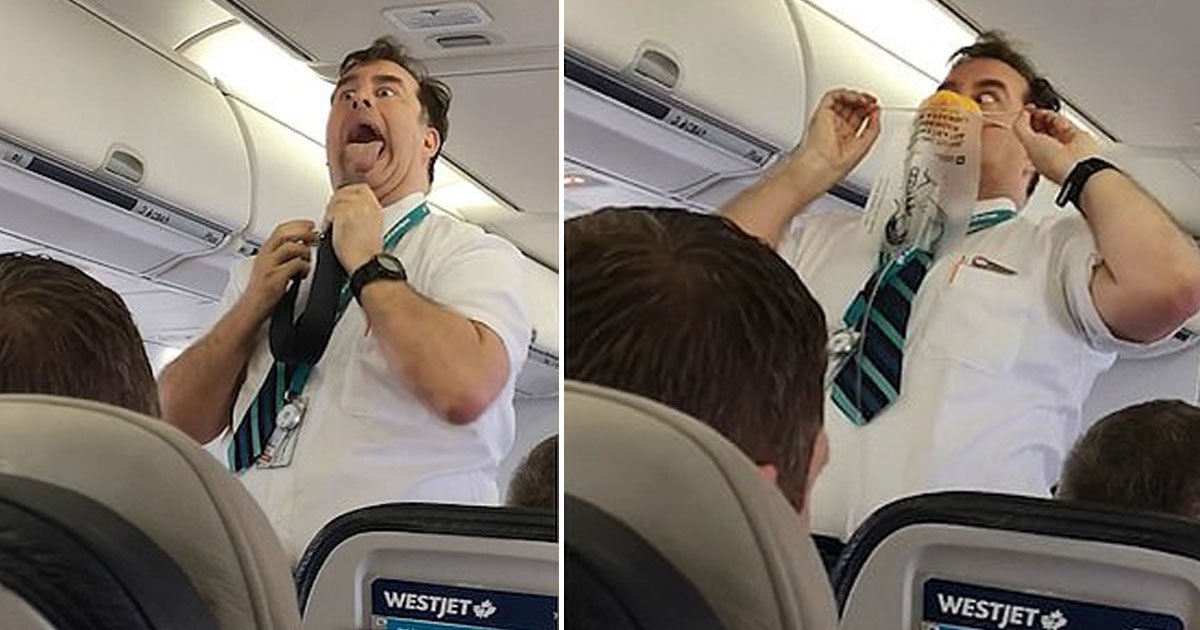 westjet flight attendant.jpg?resize=412,275 - WestJet Flight Attendant’s Hilarious Safety Demonstration