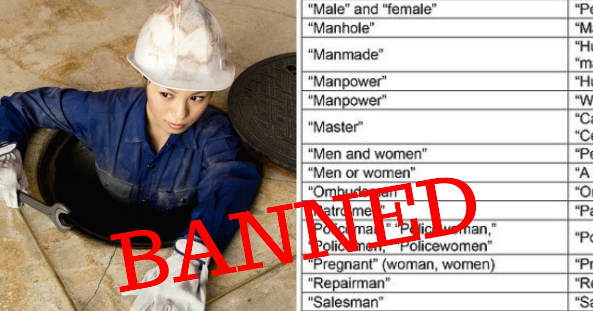 words3.png?resize=1200,630 - Gendered Words Like 'Manmade And Craftsmen' Will Be Banned To Encourage Inclusivity