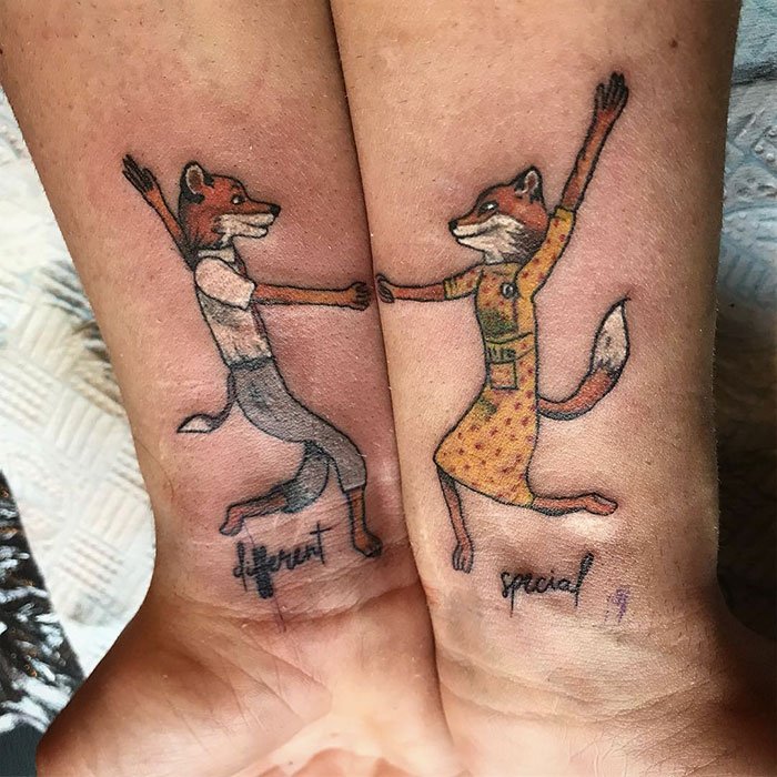 Little Couple Tattoo Done On The Weekend! Each Of Them Got The Same Theme Different Placements