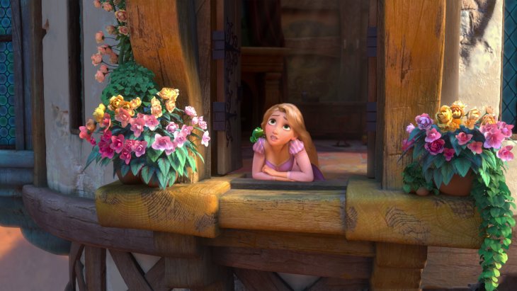 Rapunzel de la película Enredados en la ventana 