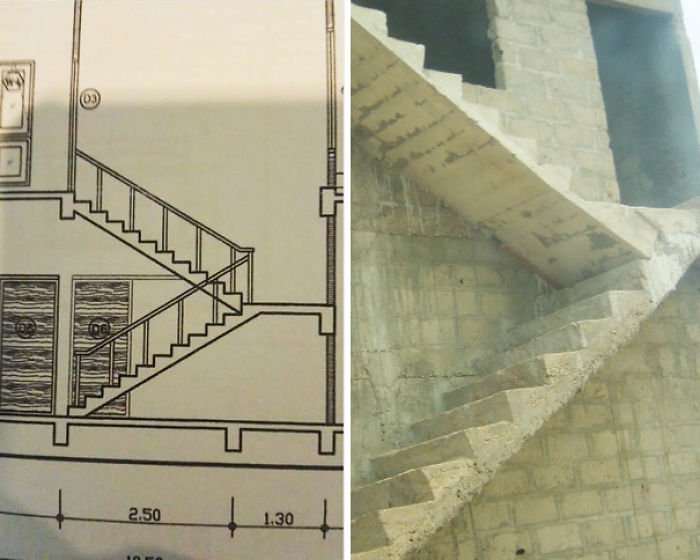 Construit l'escalier exactement comme conçu, patron