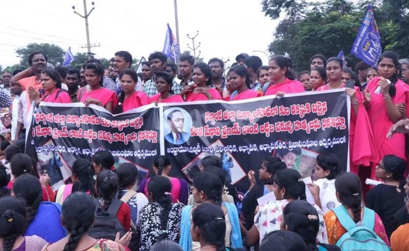 Dalit groups gathered to protest against the Pranay