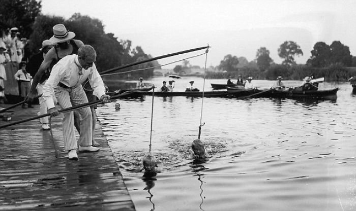 The Pinnacle Of Parenting: 1930s Swimming Lesson