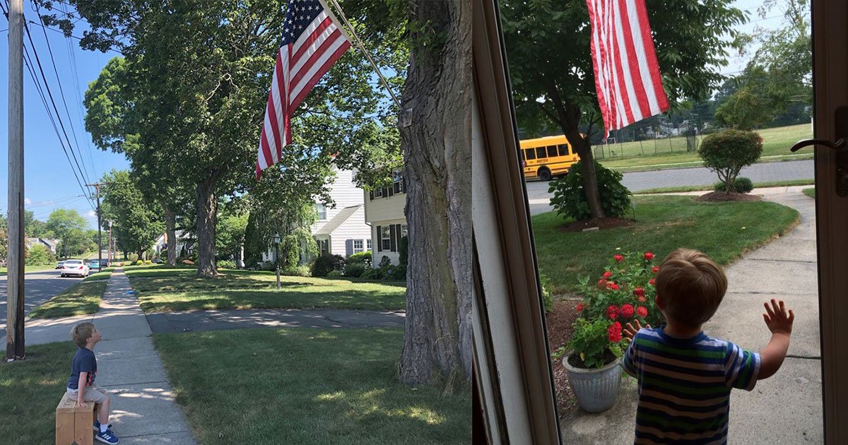 autistic boy with down syndrome loves american flag so a stranger built a bench for him to watch it fly.jpg?resize=1200,630 - Boy With Autism Loved The American Flag So Much That The Neighbors Built A Bench For Him To Watch It Fly
