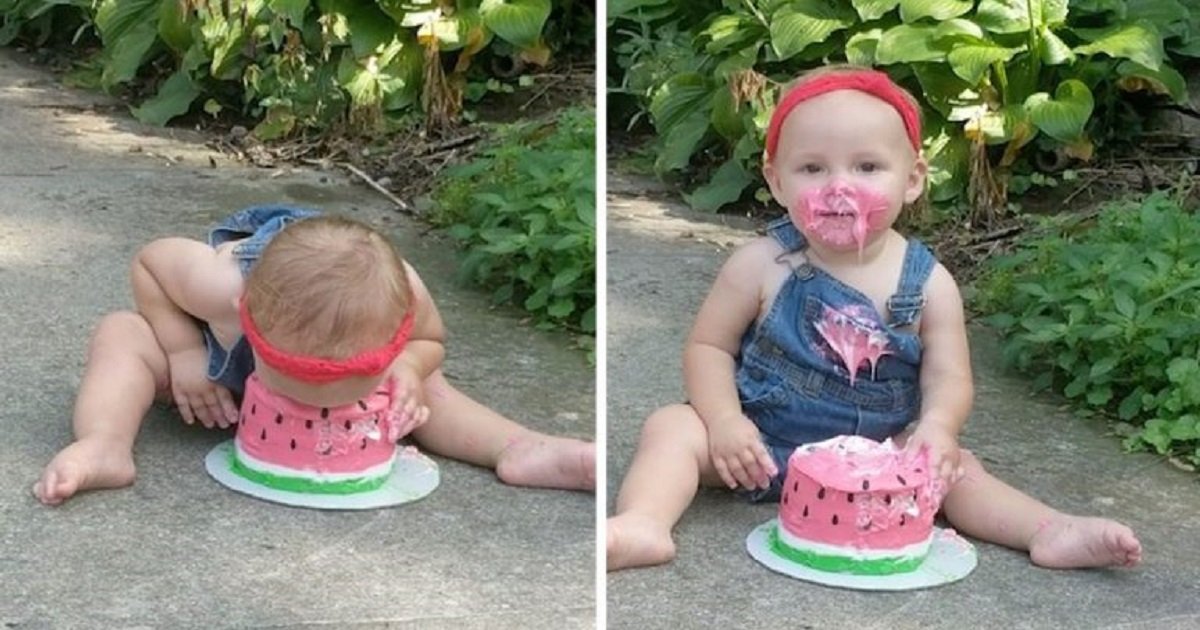 b3 15.jpg?resize=1200,630 - Un adorable bébé a décidé de célébrer son premier anniversaire en plantant son visage dans le gâteau
