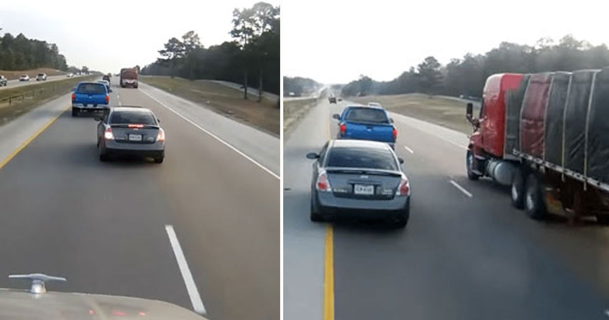 driver cur off truck.jpg?resize=412,275 - Driver Tried To Cut Off A Truck And Collided With Another Truck