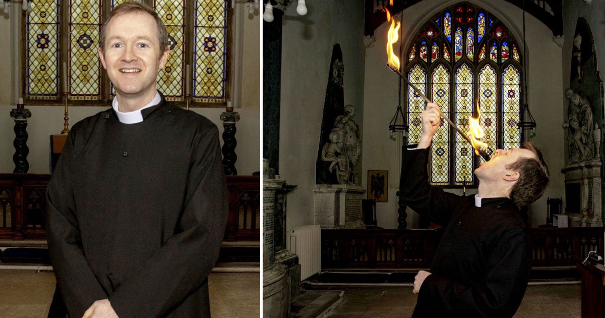 father fire eating church.jpg?resize=412,275 - Father Hoping To Boost The Numbers Of Worshippers By Fire Eating At His Sunday Services