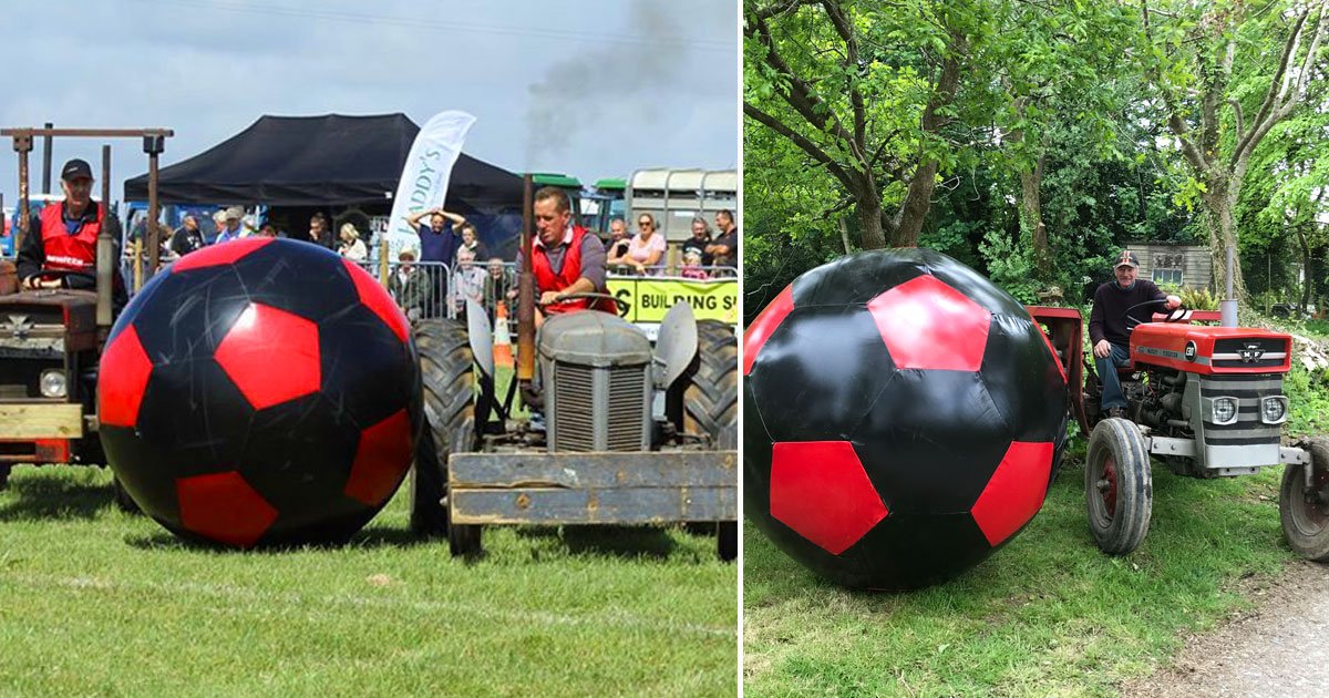 giant football game.jpg?resize=412,275 - A Group Of Farmers Used Their Old Tractors To Play A Giant Game Of Football