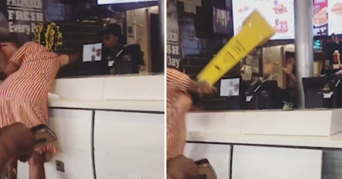 kfc brawl.jpg?resize=1200,630 - [Vidéo] Une femme en bigoudis attaque une employée KFC
