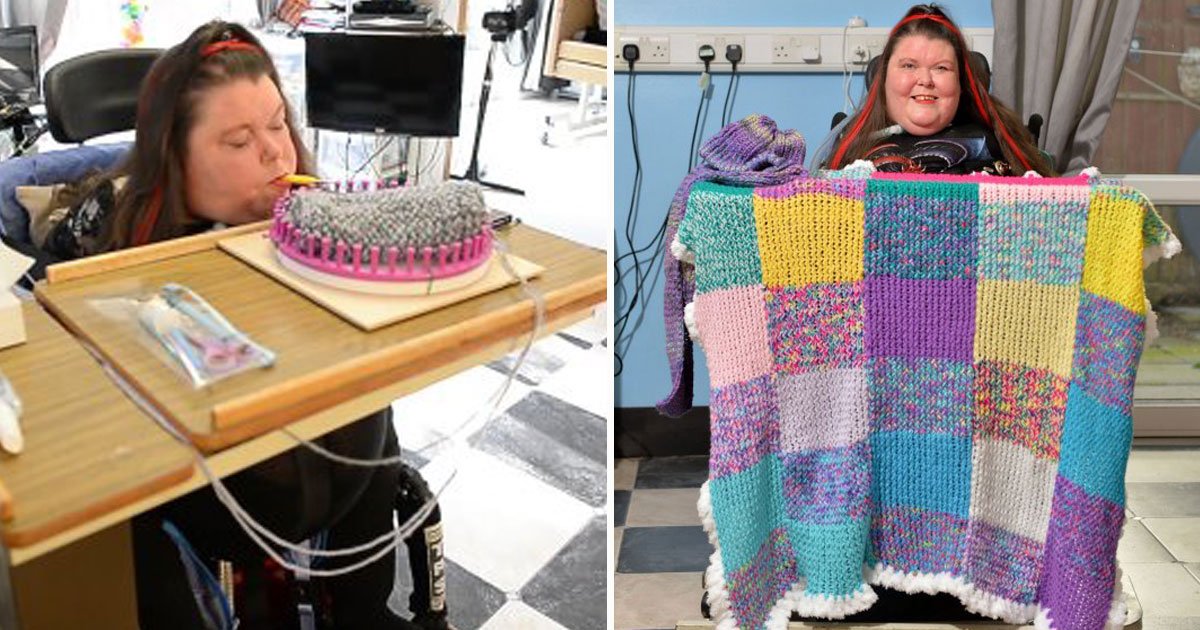 paralysed woman knit mouth.jpg?resize=412,275 - Woman - Who Is Paralysed From The Neck Down - Can Knit Using Her Mouth