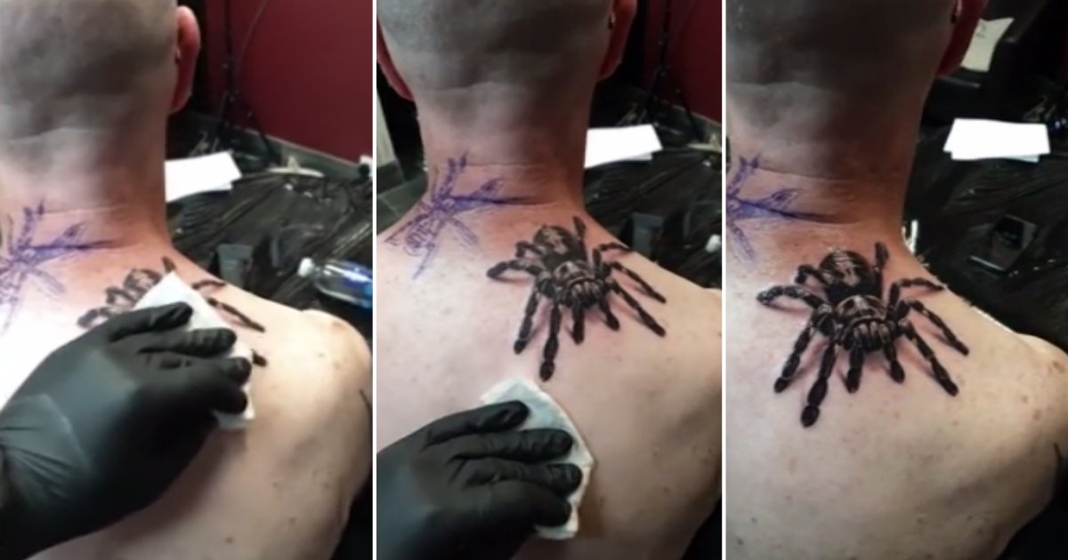 t 3.png?resize=412,232 - Man's Hyperrealistic Tattoo of A Tarantula Scares Everyone That Sees It