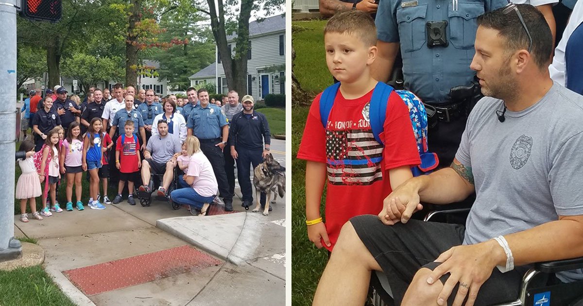 untitled 1 72.jpg?resize=412,275 - Police Officer Battling Cancer Left The Hospital To Join His Son For His First Day Of School