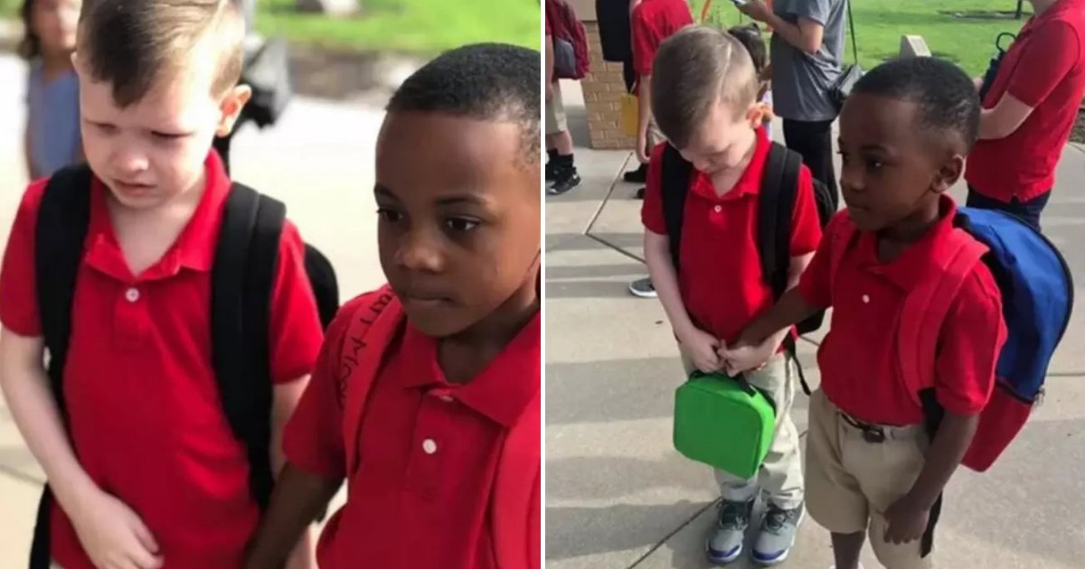 untitled design 2019 08 28t142714 401.png?resize=1200,630 - Un écolier a tenu la main d'un garçon atteint d'autisme après l'avoir vu pleurer le premier jour d'école