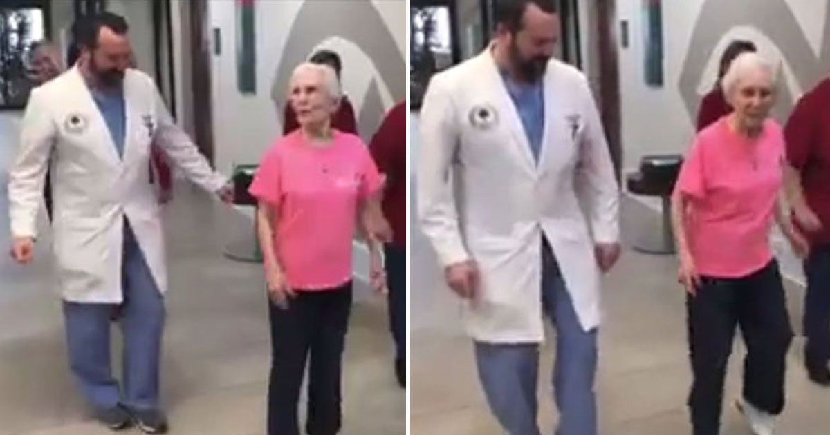 woman dance doctor.jpg?resize=1200,630 - Une femme de 91 ans danse avec son médecin après une opération réussie de sa colonne vertébrale