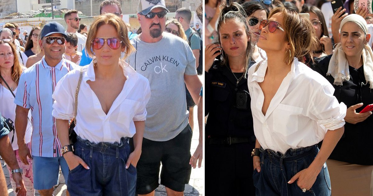 y4 2.png?resize=412,275 - Jennifer Lopez Sparks A Controversy by Wearing An Unbuttoned Shirt While Coming to Pray at Western Wall