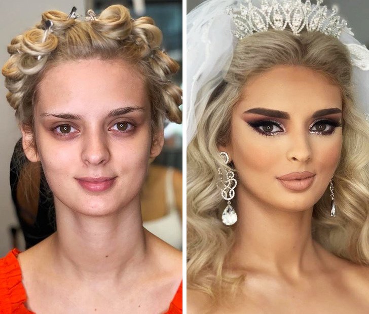 20+ Trabalhos que mostram como a maquiagem pode mudar a aparência de uma noiva
