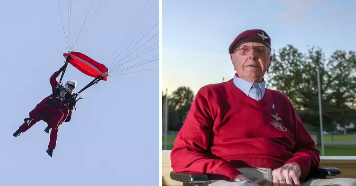 a 97.jpg?resize=1200,630 - 97 Year Old WWII Veteran Participated In The Mass Parachuting Event To Mark The 75th Anniversary