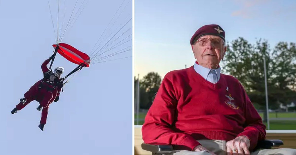 a 97.jpg?resize=412,275 - 97 Year Old WWII Veteran Participated In The Mass Parachuting Event To Mark The 75th Anniversary