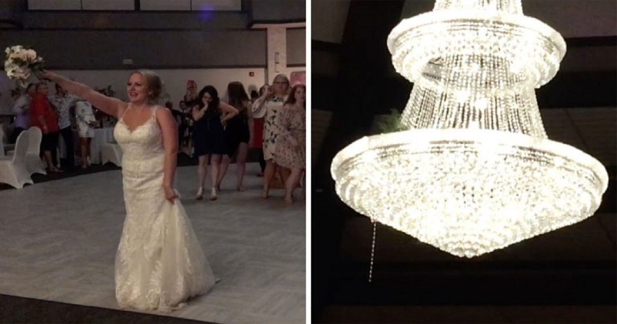 b3 3.jpg?resize=412,275 - The Awkward Moment When The Bride Threw The Wedding Bouquet Into The Chandelier And Left Everyone Hanging